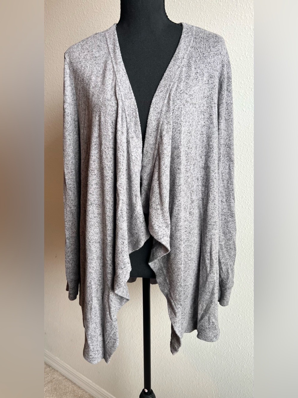 Juicy Couture Womens Size L Heather Gray Open Front Draped Cardigan Sweater